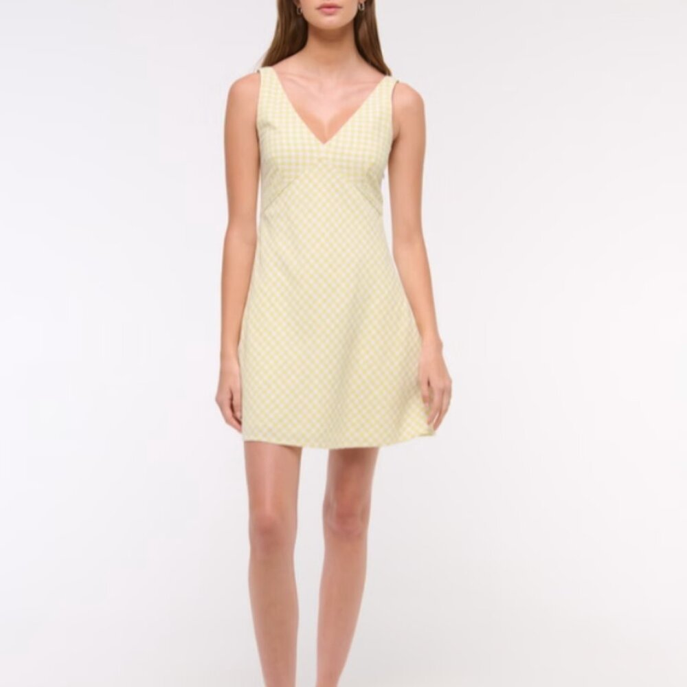 NWOT Abercrombie V-Neck Linen-Blend Mini Dress